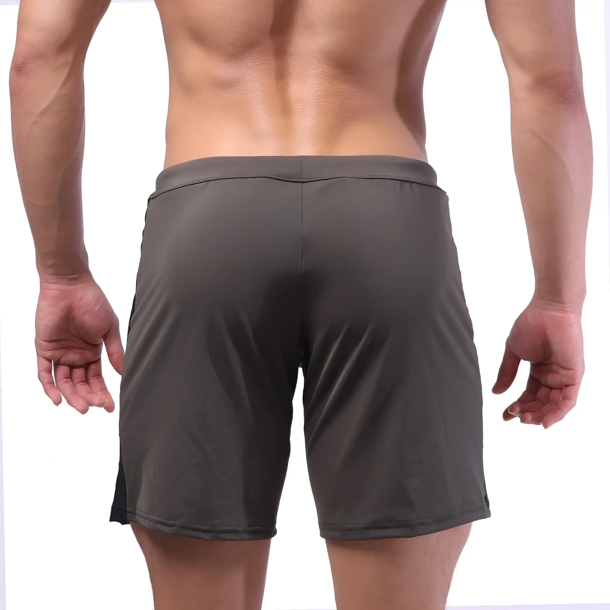 Dark gray metro malewear trainer shorts with sleek form-fitting design and subtle side seam detailing