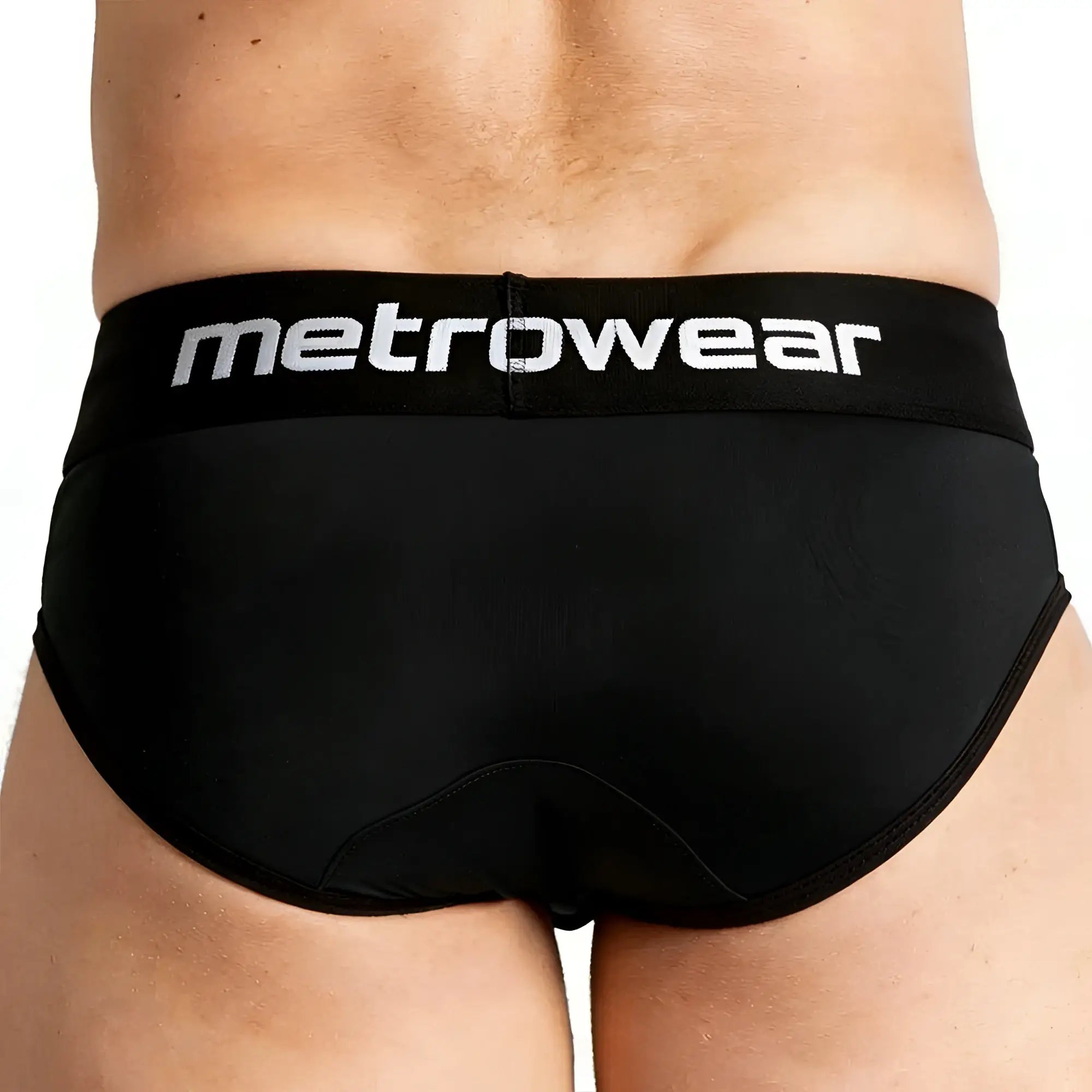 Black metrowear travis briefs with white logo on waistband made of comfortable fabric for everyday wear