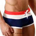 MetroMalewear trio swim trunk navy 4913-28 striped red white navy blue with red waistband and white drawstring