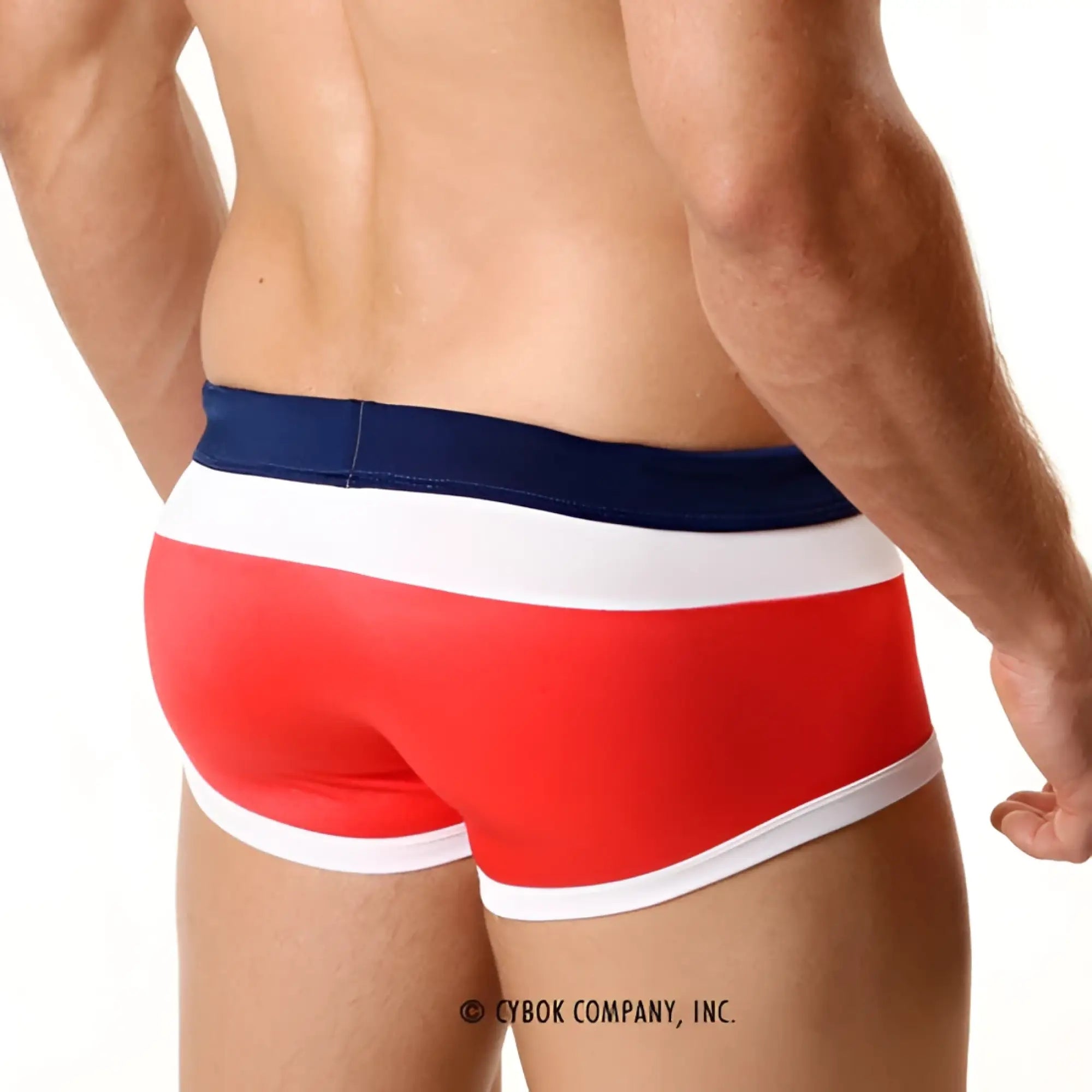 MetroMalewear trio swim trunk red 4913-12 snug fit red white and navy blue striped briefs for swimwear use