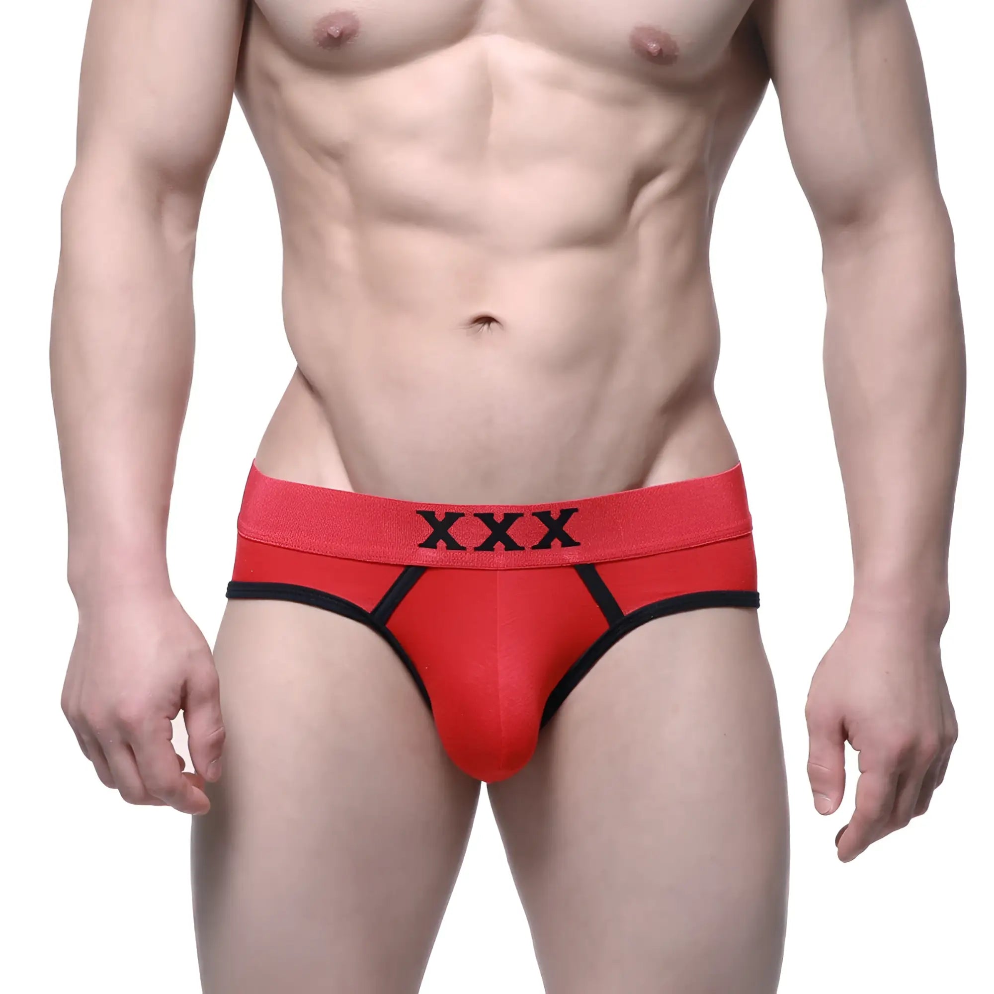 Red and black MetroMaleWear triple x hip briefs 8003-12 with a snug fit designed for men