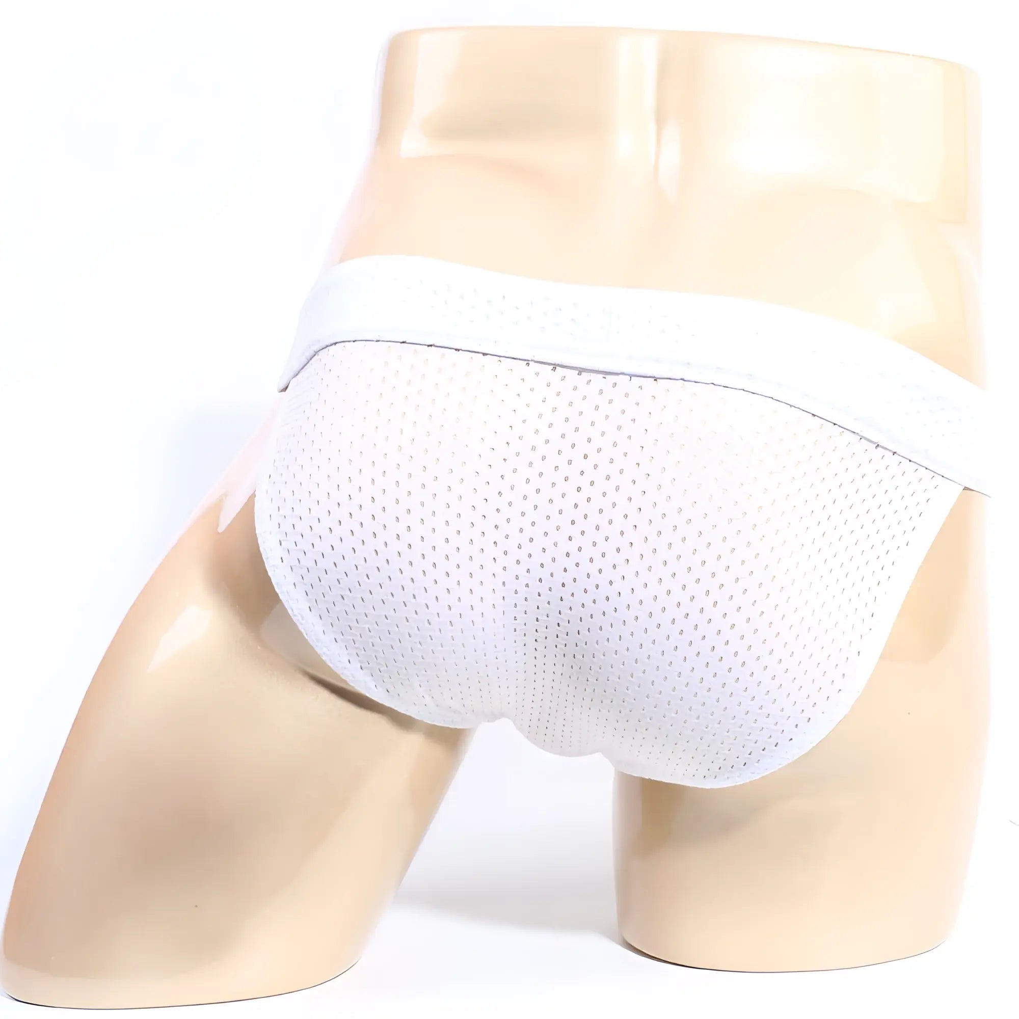 MetroMaleWear Tull bikini white briefs with white mesh fabric and solid white waistband front view