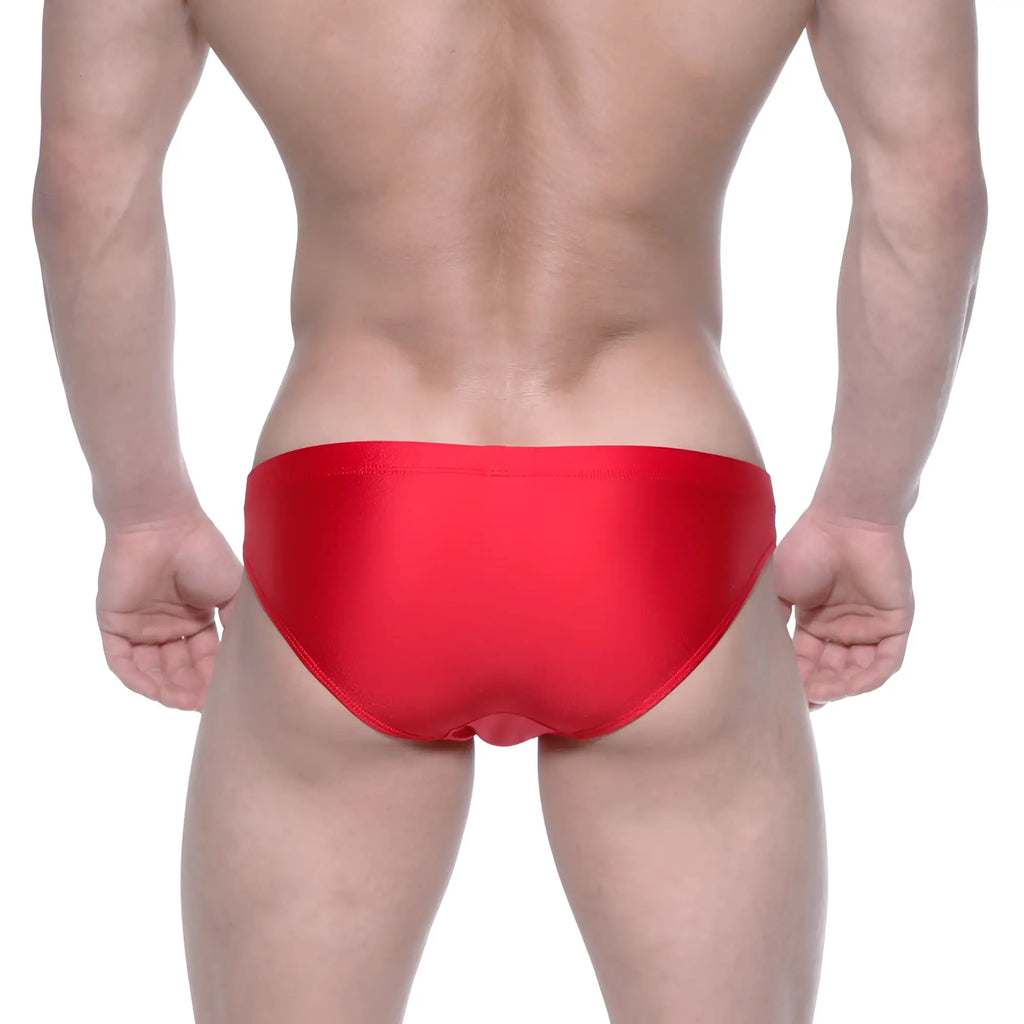 Vibrant red sleek satin swim trunks metroMalewear ultimo bikini red 4963-12 ideal for stylish beachwear