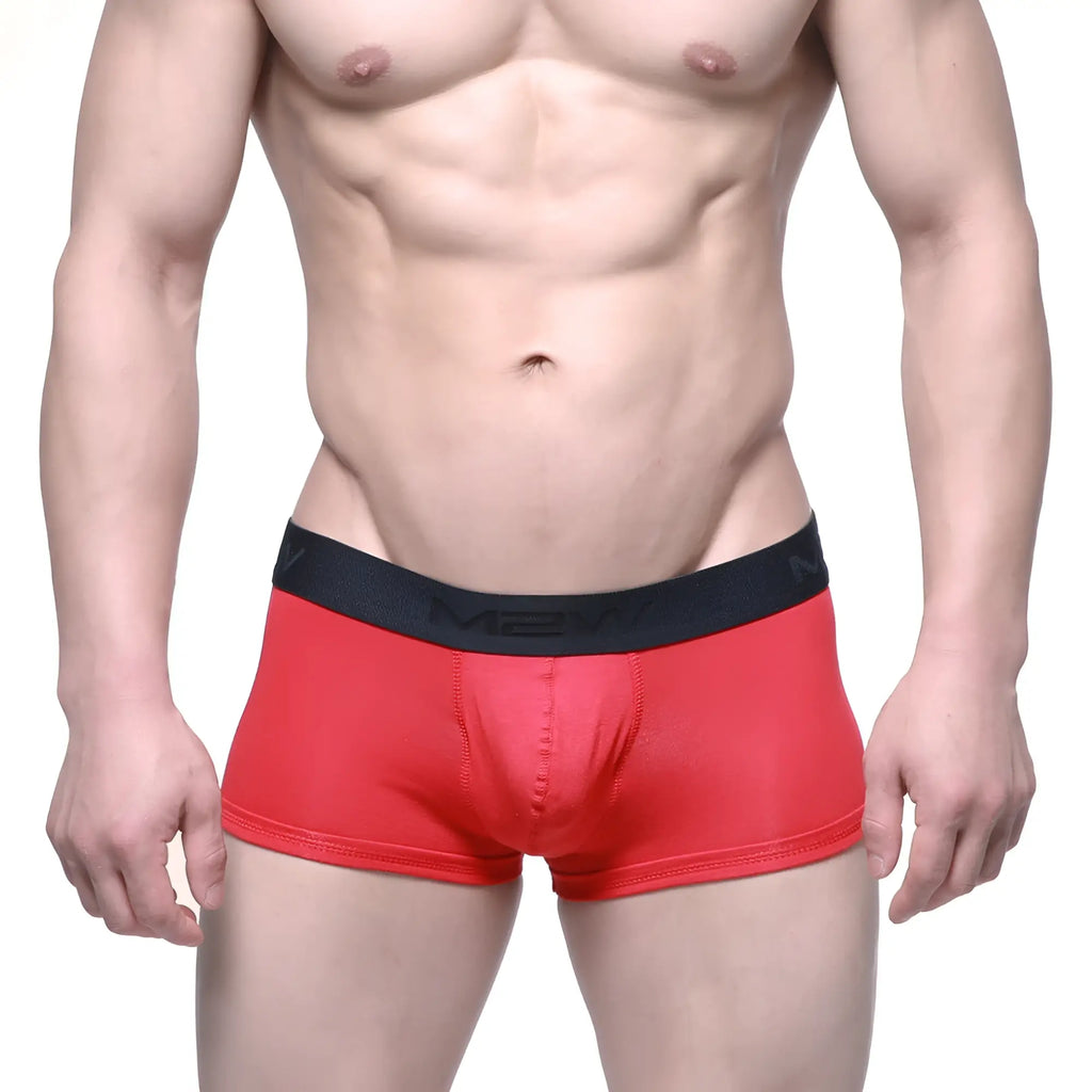 Red mens briefs with black elastic waistband featuring mexx logo from metromalewear uphole short boxer red 3030-12