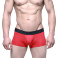 Red mens briefs with black elastic waistband featuring mexx logo from metromalewear uphole short boxer red 3030-12