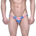 Metro malewear usa hip bikini briefs with bold red white and blue star and stripe pattern for men