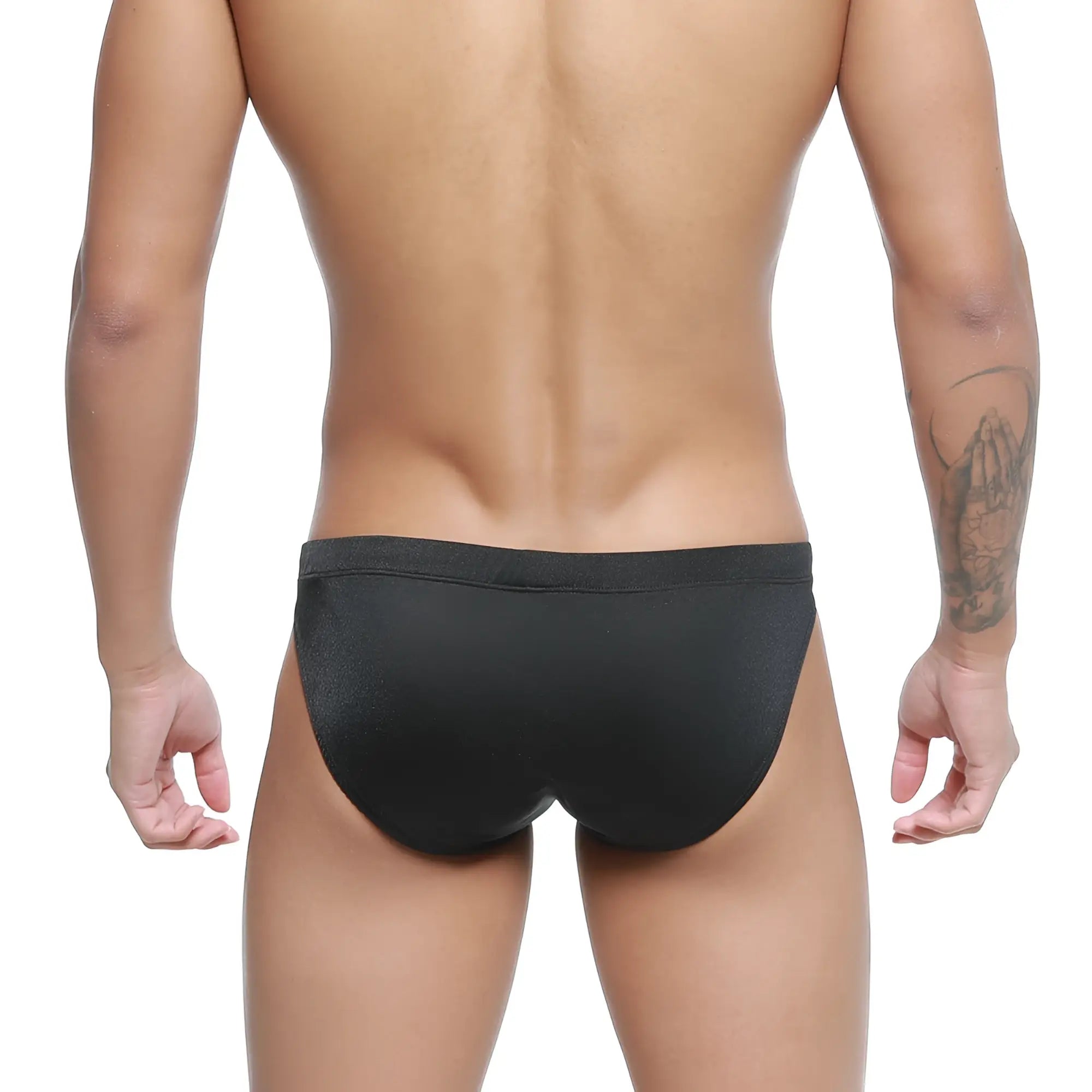 MetroMaleWear Vanguard swim bikini black sleek form-fitting trunks with smooth fabric finish for swimming use