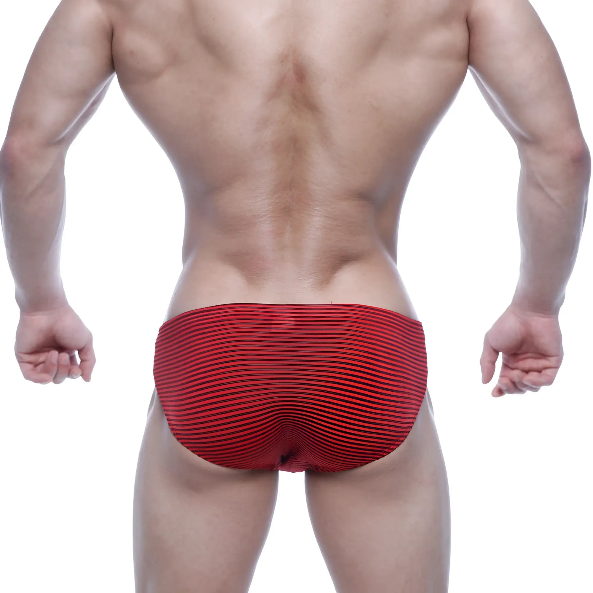 Red striped metroMalewear vasco hip briefs with textured ribbed fabric in vibrant red and comfortable fit