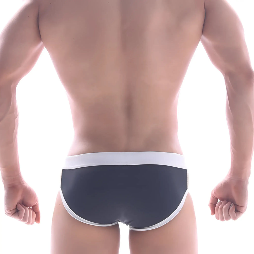 Black briefs with white trim metro malewear ventana swim brief 4924-20 comfortable men’s swimwear