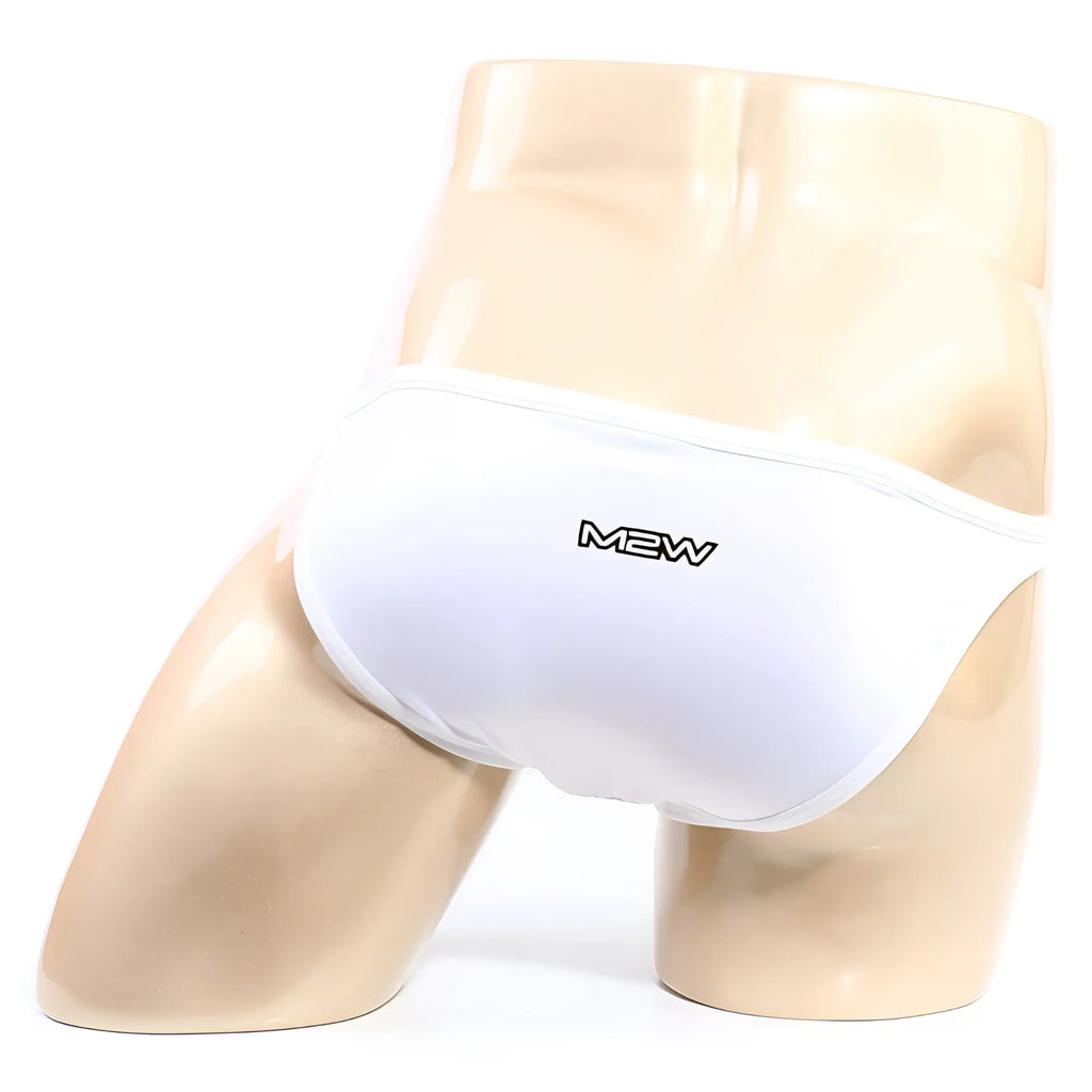 White mew brand briefs in metroMalewear verano bikini crystal 3606-01 displayed on a mannequin front view
