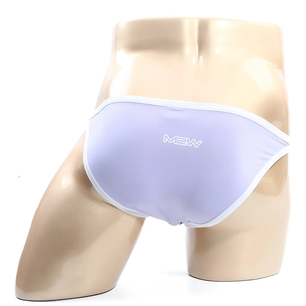 Light purple mew brand briefs with white trim metroMalewear verano bikini lilac 3606-19 front view