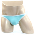 MetroMaleWear verano bikini pastel green 3606-07 light blue form-fitting briefs with white trim on mannequin front view