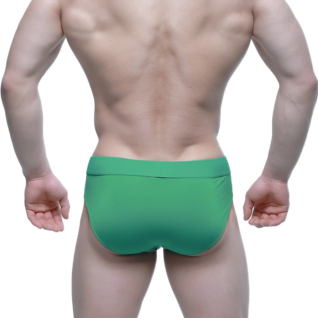 Solid green metro malewear verde brief 5203-07 with smooth form-fitting fabric and clean minimalist design