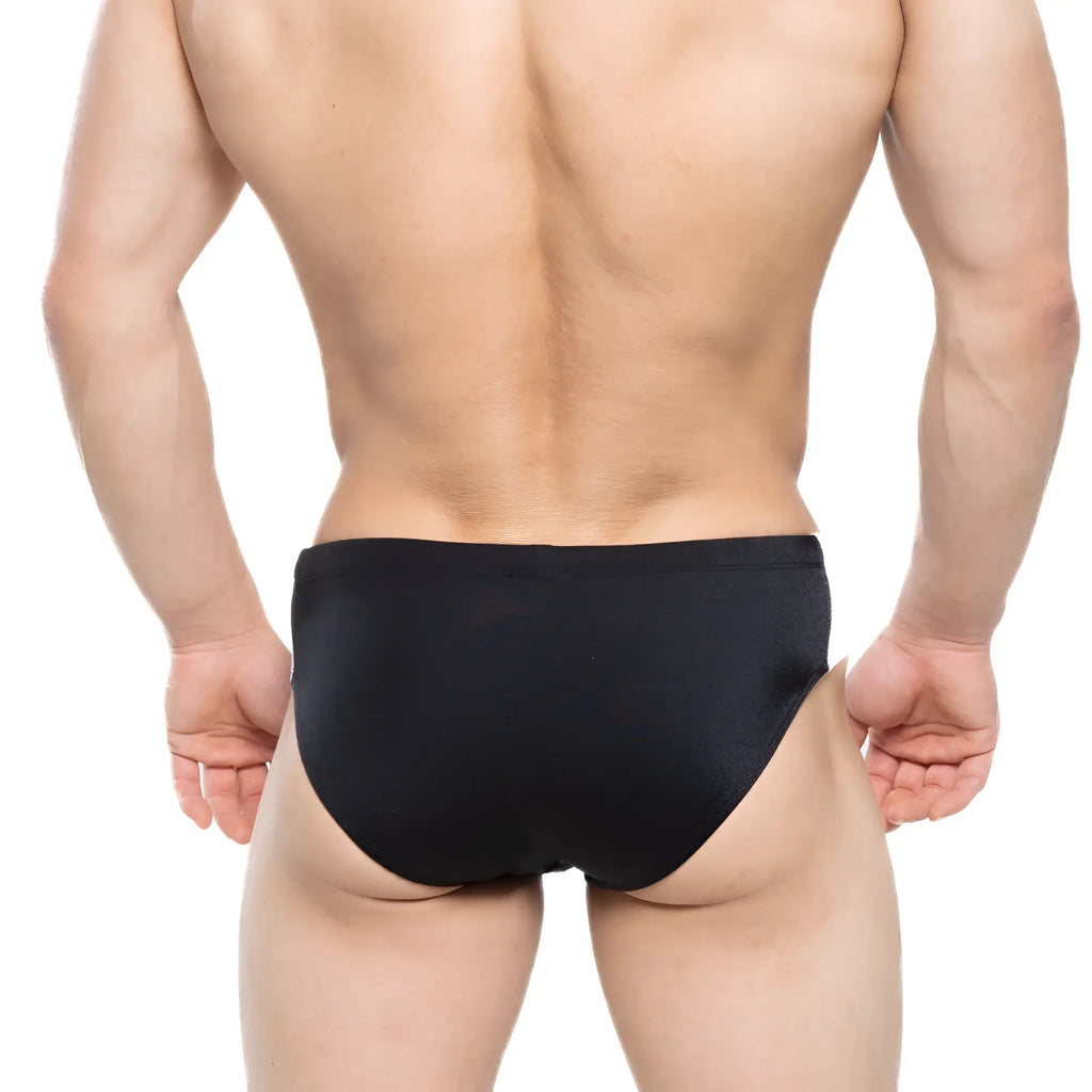 MetroMaleWear Versity swim brief black with smooth form-fitting design for comfortable active wear