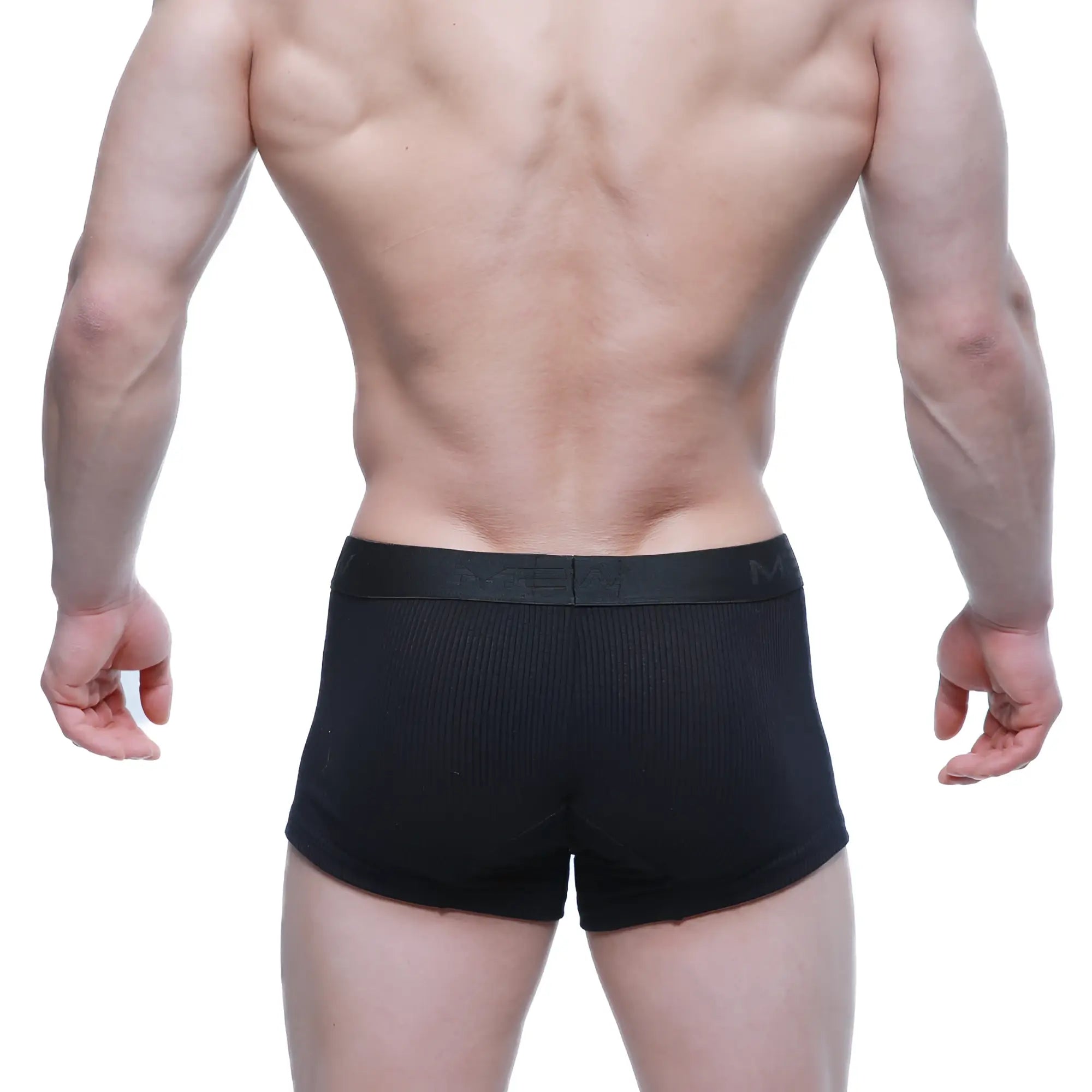 MetroMaleWear Voltz black ribbed men’s boxer briefs with a smooth elastic waistband for comfortable everyday wear