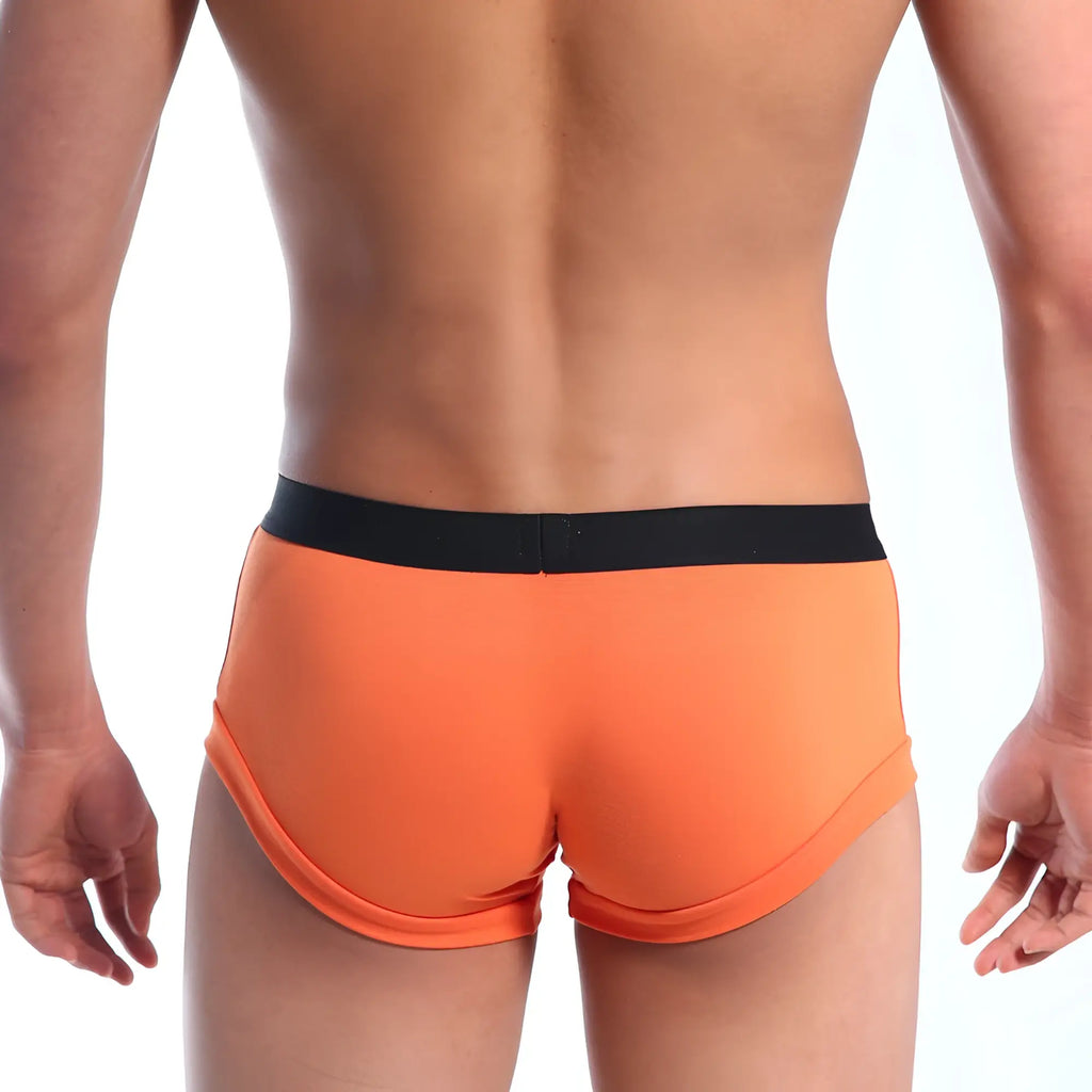 Orange briefs with black elastic waistband from metromalewear waistband boxster 2110-14 offering comfortable fit