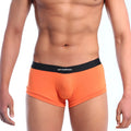Orange men’s briefs metroMalewear waistband boxster with black branded waistband in white lettering