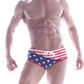MetroMalewear wave swim brief patriot 4918-90 red white and blue american flag swim trunks with star front panel