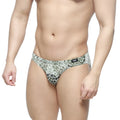 MetroMaleWear Wild Bikini 5103-95 snake-print men’s briefs in metallic silver and black with a sleek design