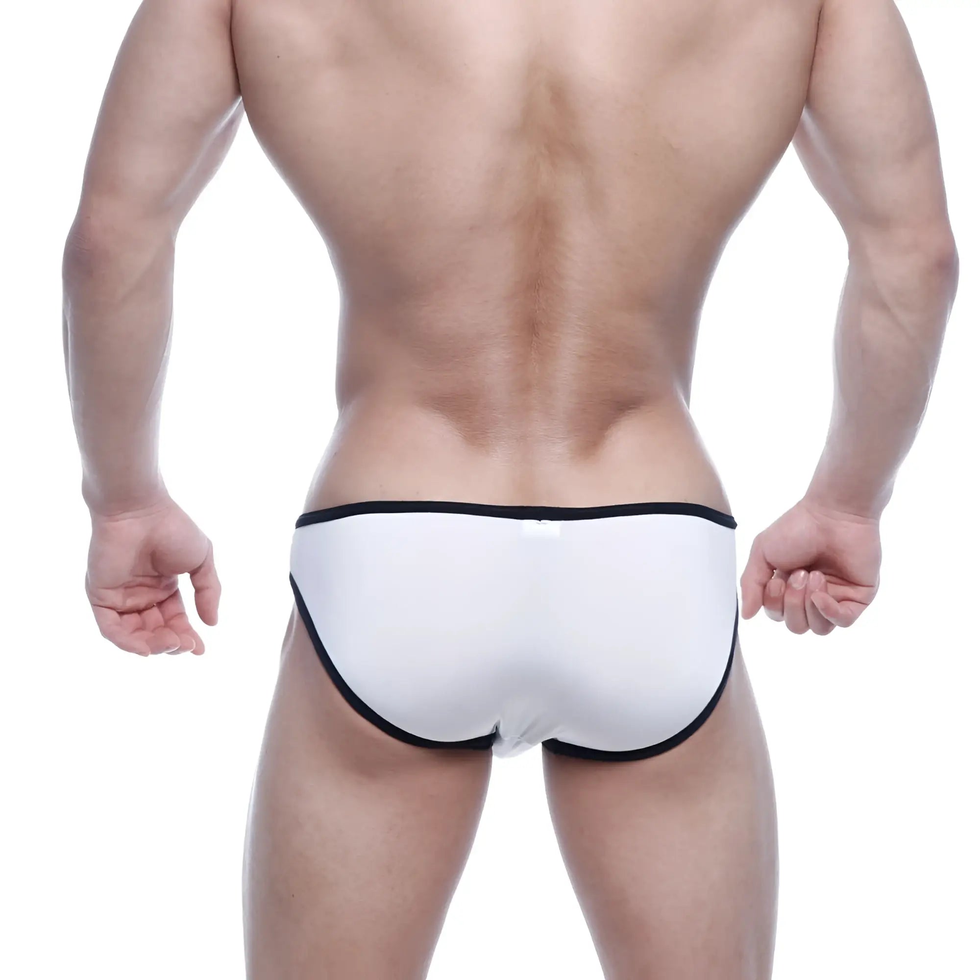 MetroMalewear xallas bikini black 5113-40 white briefs with black trim showing front view