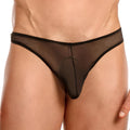 Black sheer mesh Miami Jock MJK014 thong with elastic trim shown from the back side