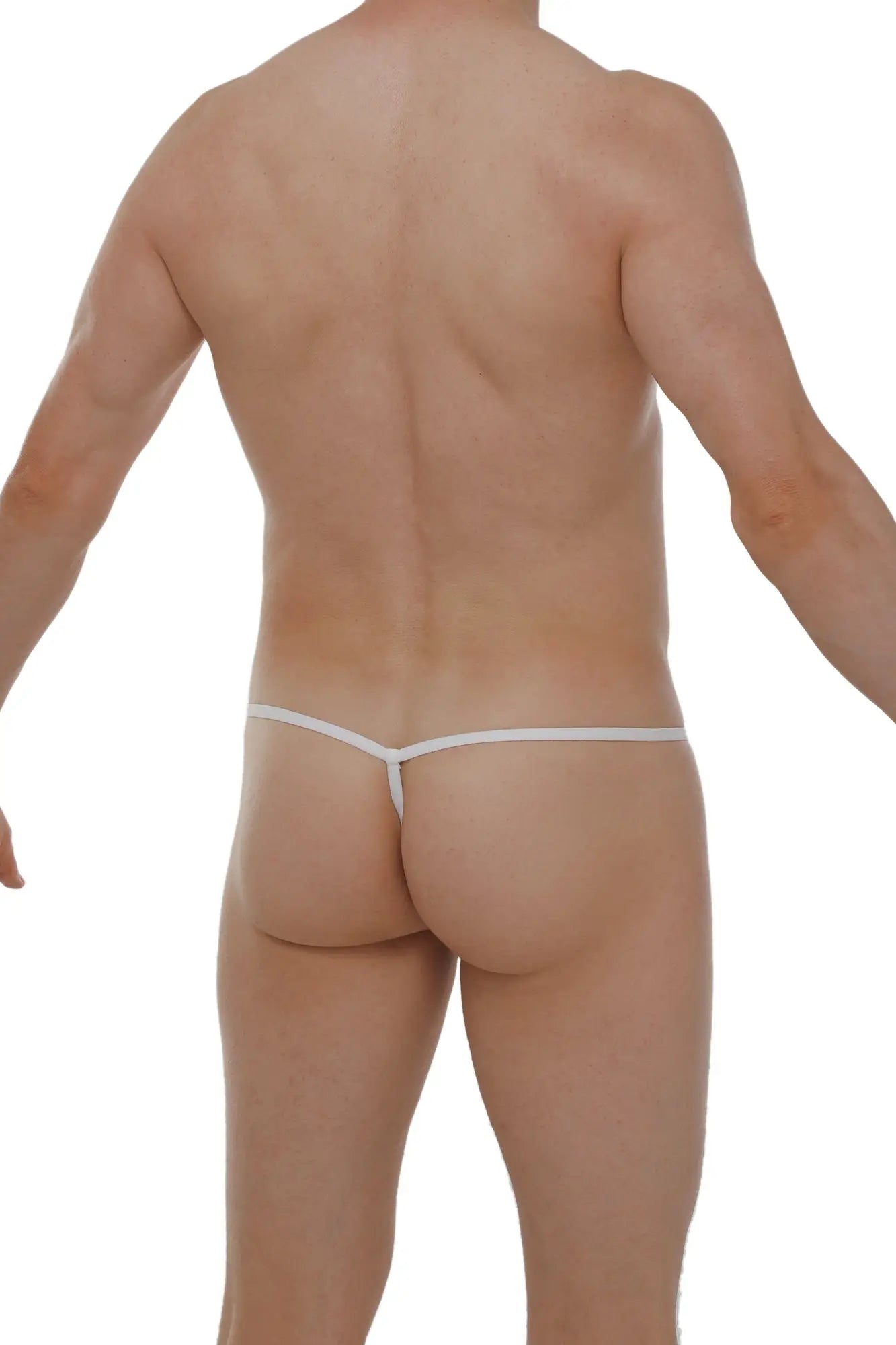 White thong micro g-string lace with thin seamless design showing back side for comfortable wear