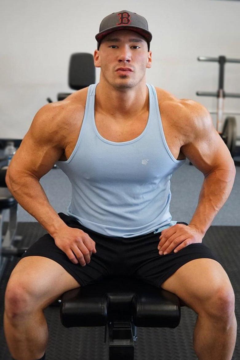 Jed North Fast-Dry Bodybuilding Workout Stringer - Hellblau