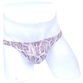 MIIW Posingwear snake skin bikini underwear XL in light gray and black snakeskin pattern on white mannequin