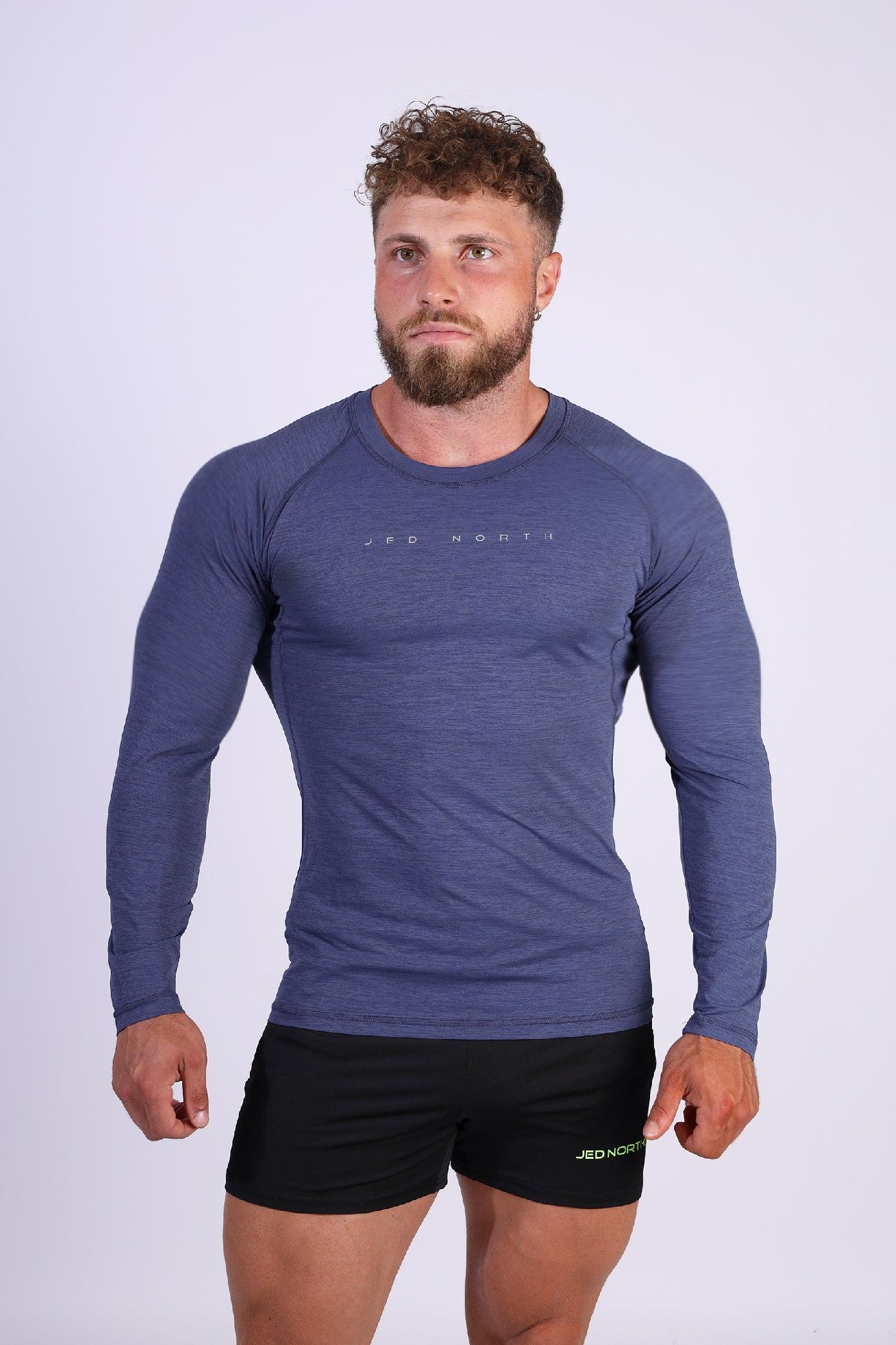 Jed North Agile Long Sleeve Activewear Training Tee - Steel Blue