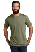 Olive green military green athletic tri-blend short-sleeved crew neck t-shirt with barefront design