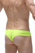 Mini boxer cheeky net neon yellow bright neon green briefs with smooth stretchy fabric and a snug fit front view