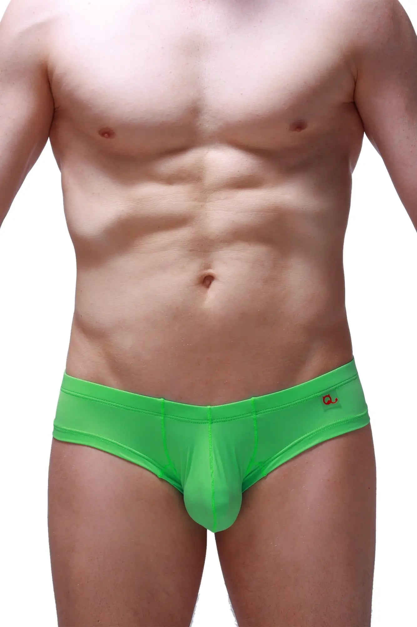 Mini boxerneon green bright green form-fitting men’s briefs with smooth elastic waistband and small side logo