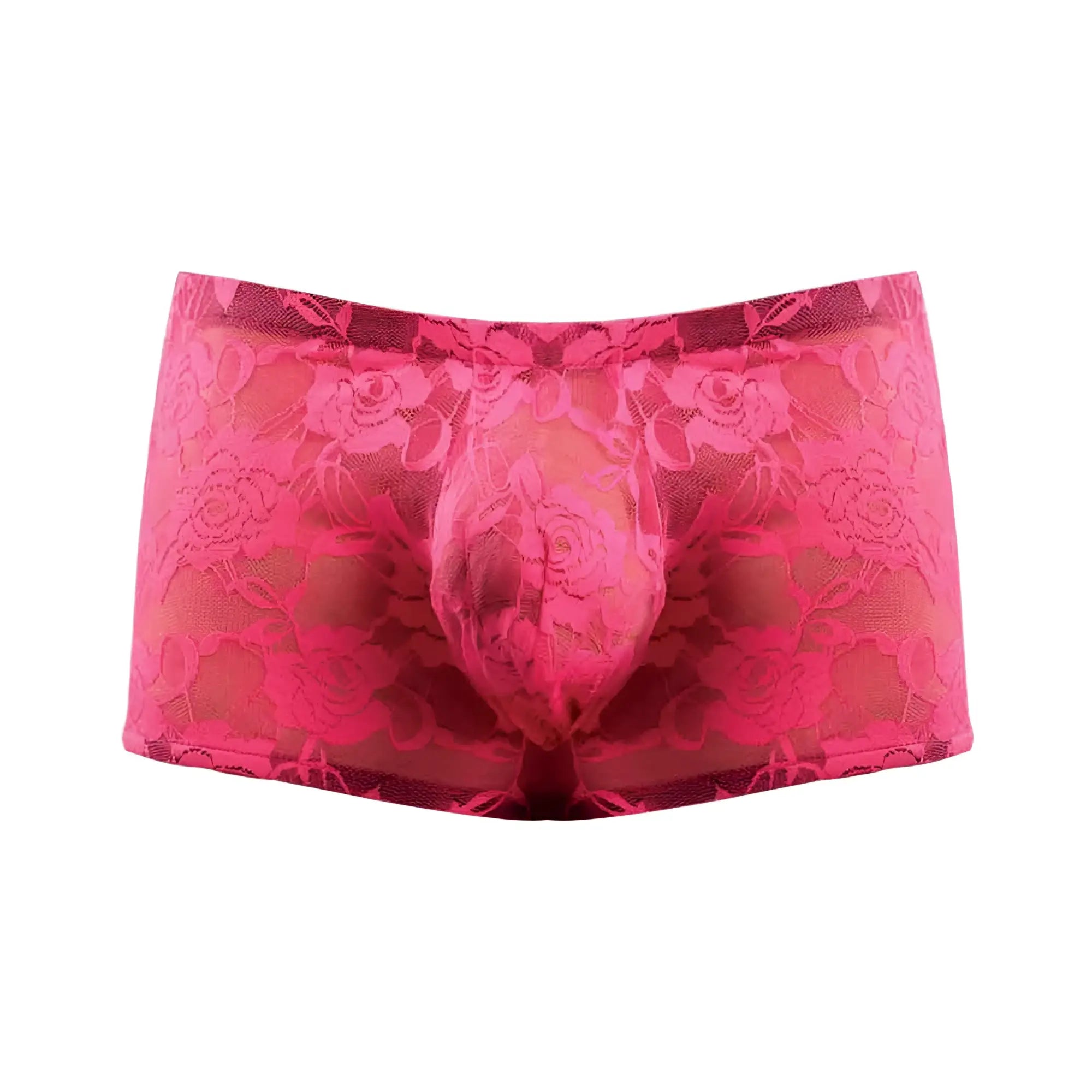 Mini short neon lace hot pink medium fuchsia lace briefs with rose pattern in delicate floral design