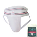 White athletic jockstrap with pink and navy striped waistband mm original edition bike style medium size