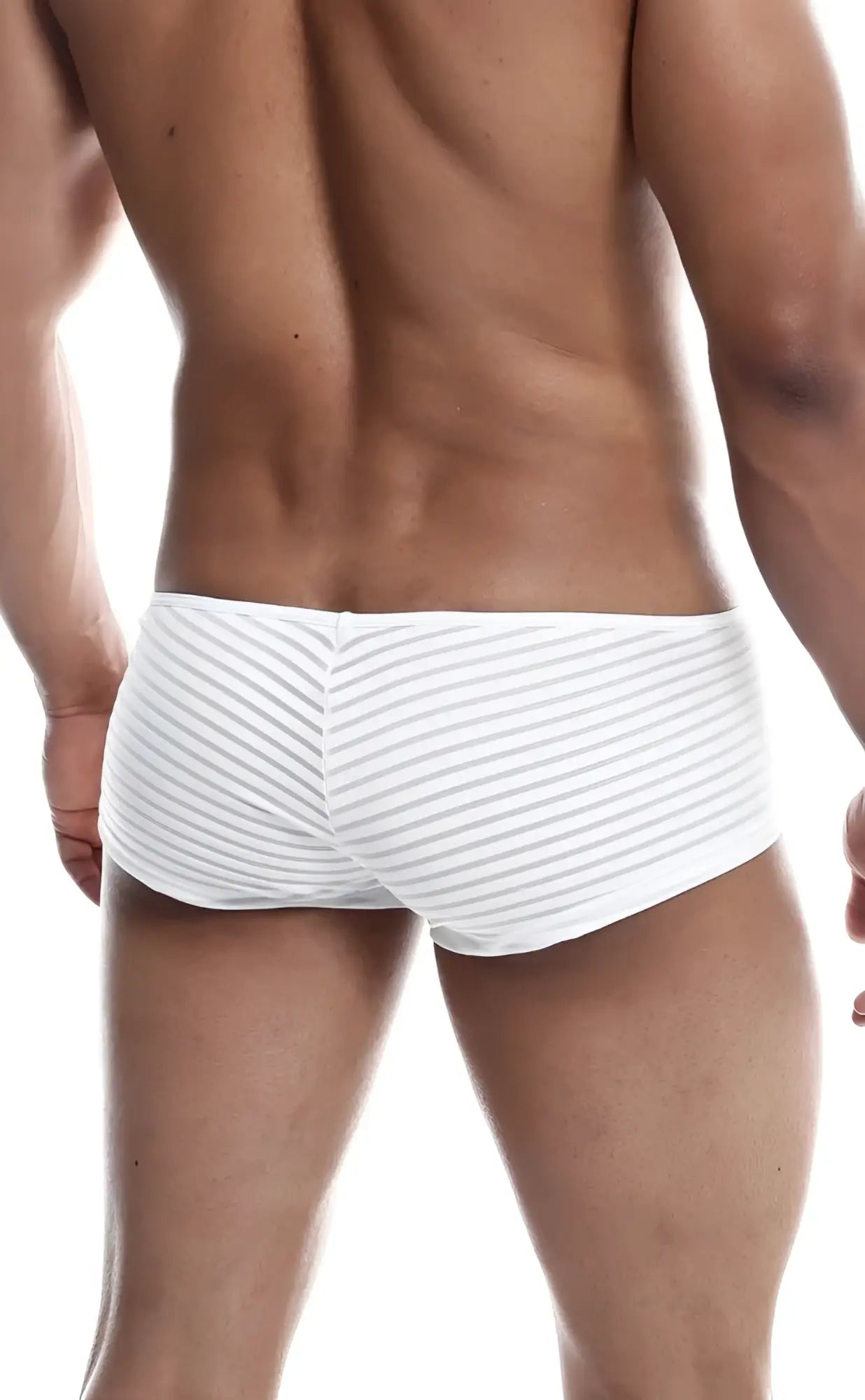 MOB Boyshort white briefs with fine gray horizontal stripes made of soft breathable fabric for everyday comfort