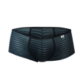 Black mens briefs mob boyshort with subtle striped pattern and reinforced side seams in soft breathable fabric
