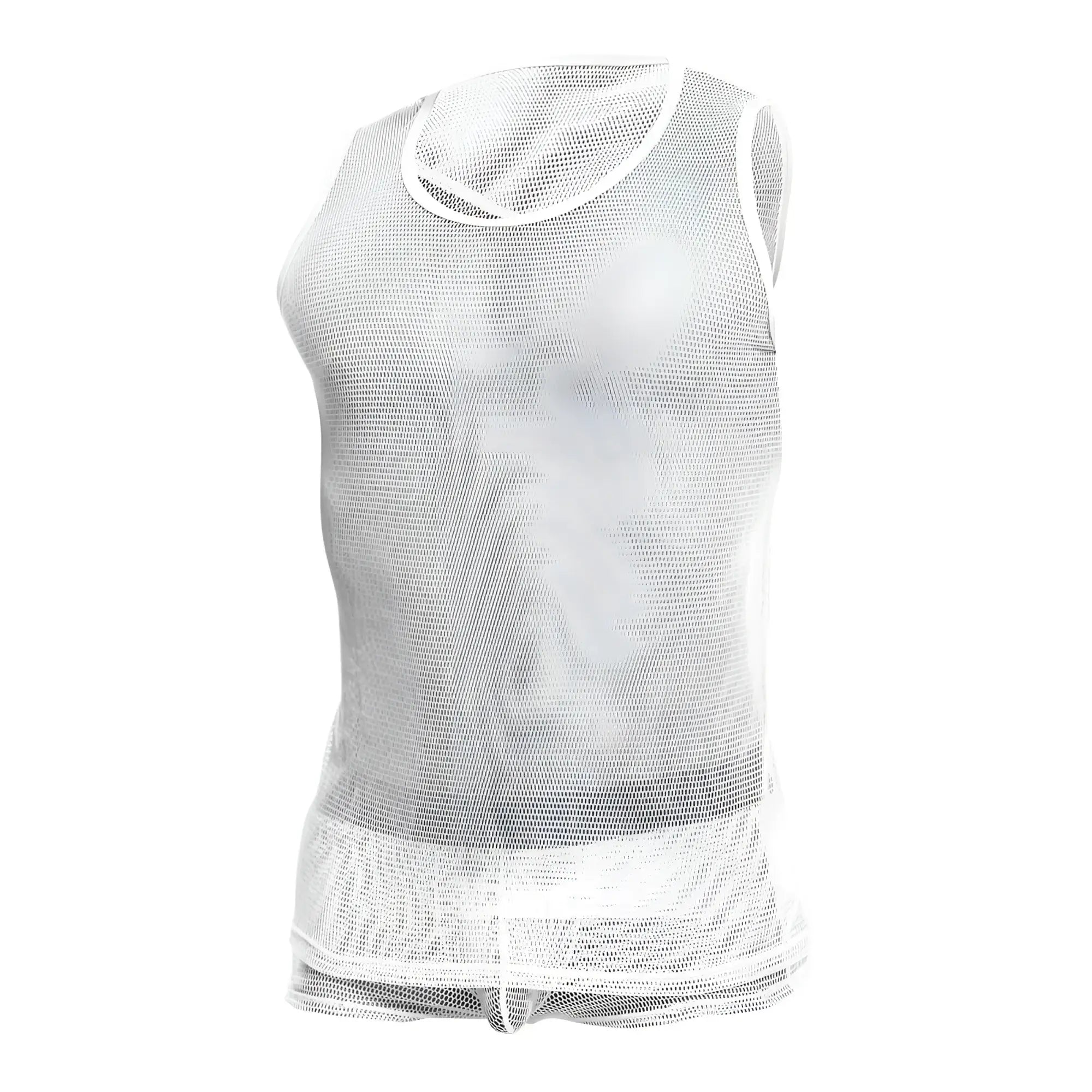 Mob fishnet tanktop white mesh tank top with round neckline and hemmed edges