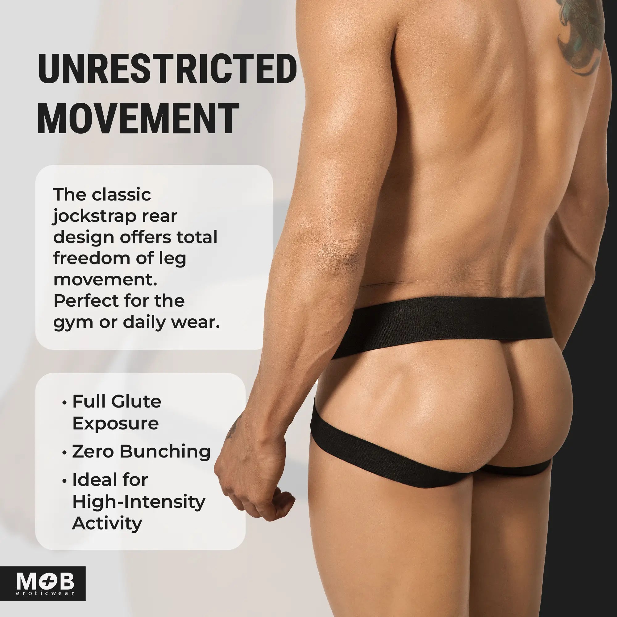 Men’s x jockstrap black with classic rear design elastic bands for full glute exposure and unrestricted movement