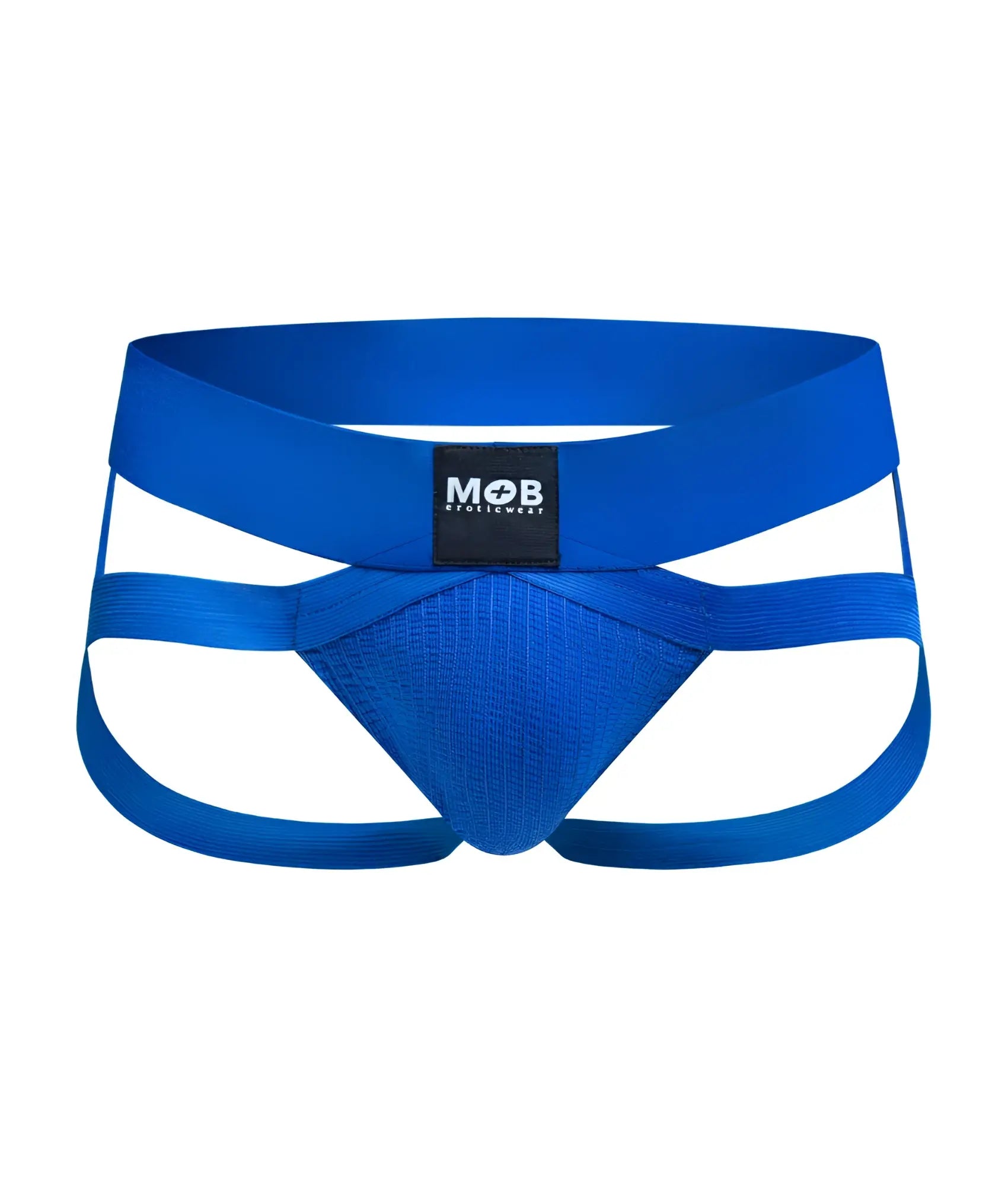 Men’s x jockstrap bright blue form-fitting athletic briefs with bold crisscross design and elastic waistband