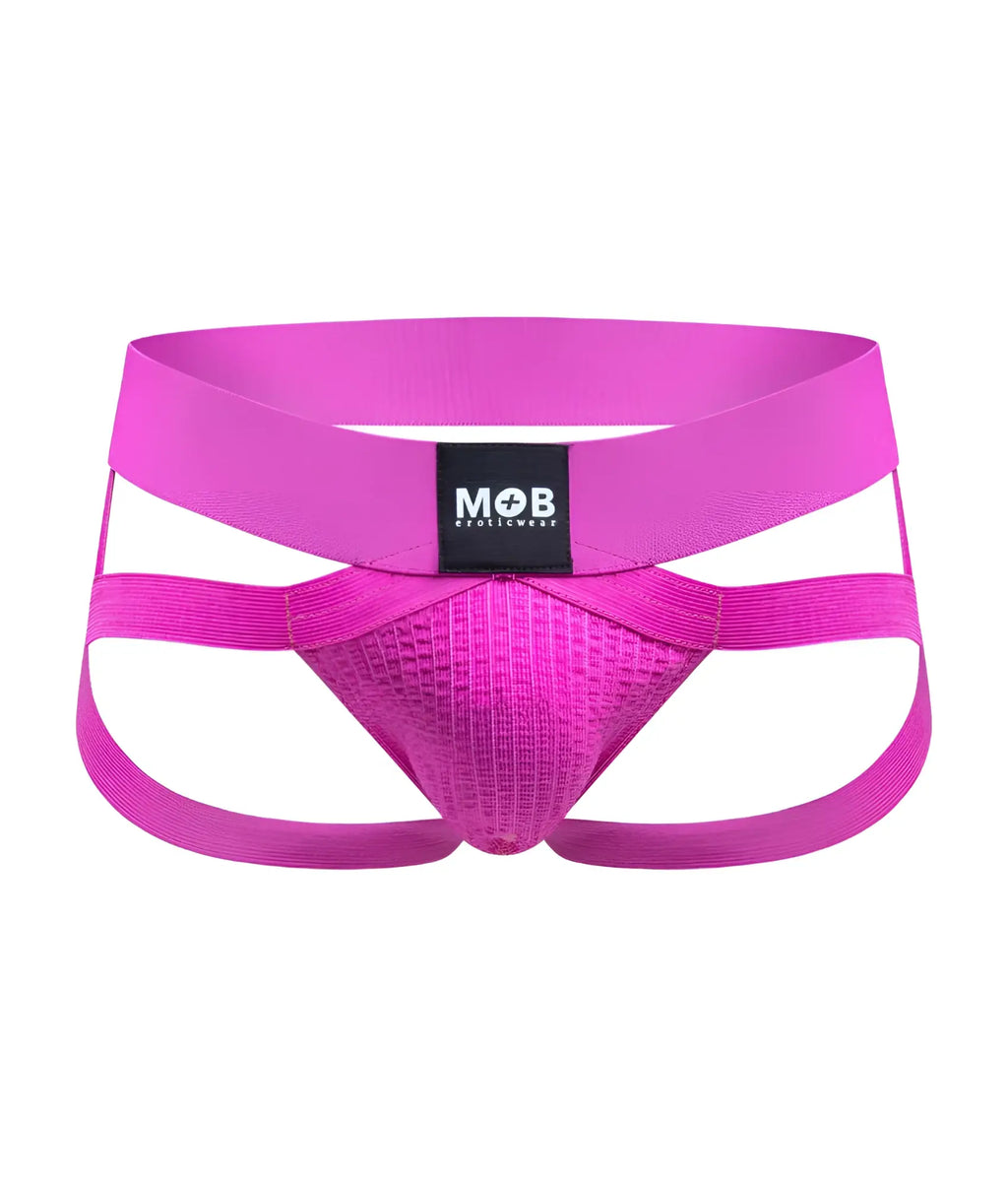 Men’s x jockstrap vibrant fuchsia pink athletic briefs with textured front panel and wide supportive elastic straps