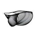 Black mesh mob men’s fishnet bikini briefs with a sleek form-fitting design and reinforced elastic waistband