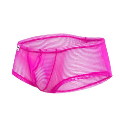 Mob men’s fishnet boxer short in bright pink mesh briefs with a snug form-fitting design
