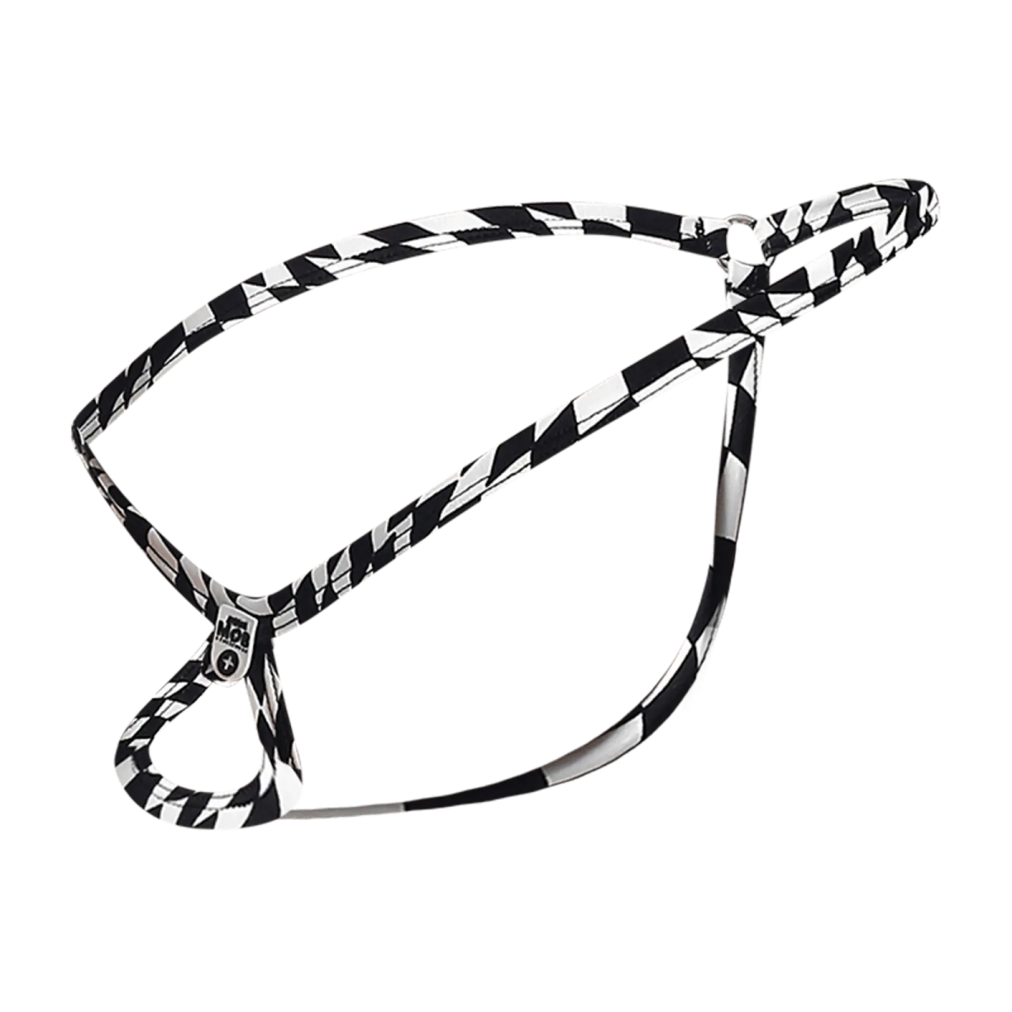 Black and white checkered braided leash with metallic clasp for mob men’s tear drop string thong mbl24 product
