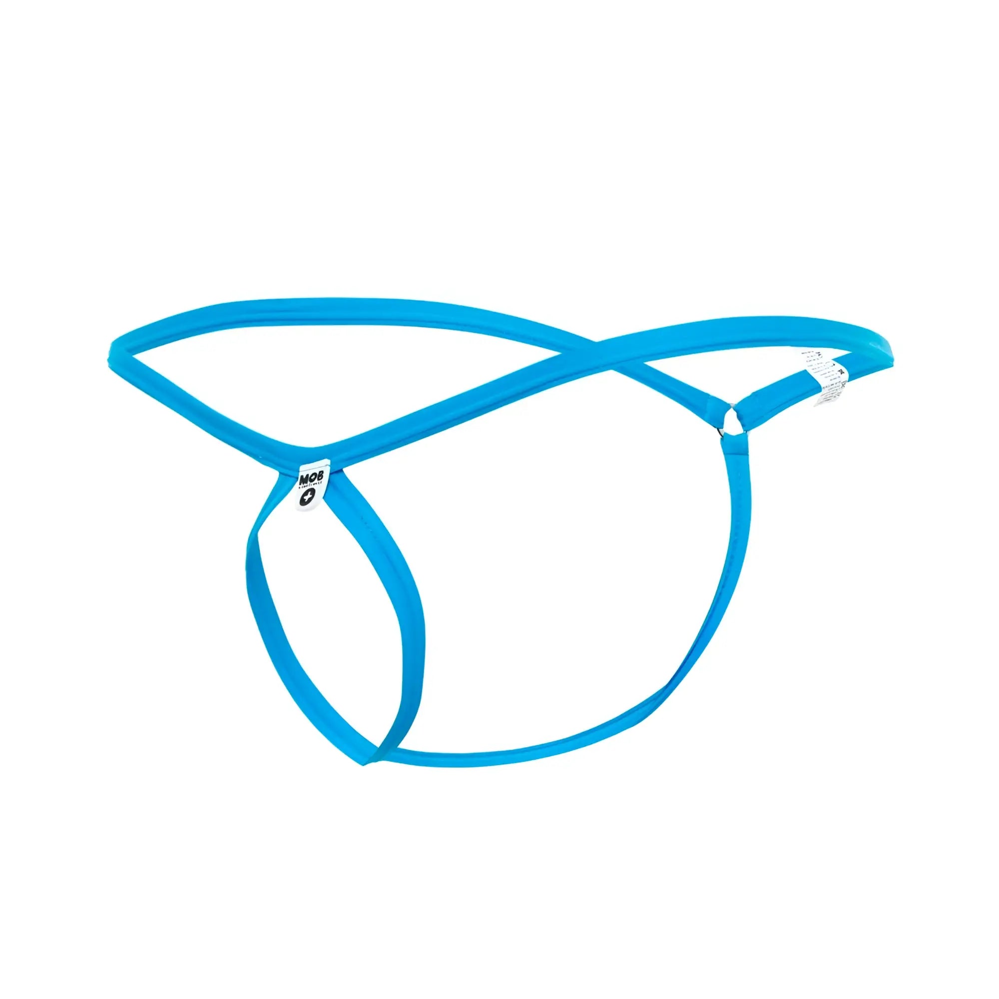 Bright blue sleek minimalist MOB men’s tear drop string thong MBL24 in modern design showing front view