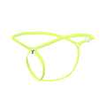 Bright neon green mob men’s tear drop string thong made of stretchy fabric with minimalist design and small brand tags
