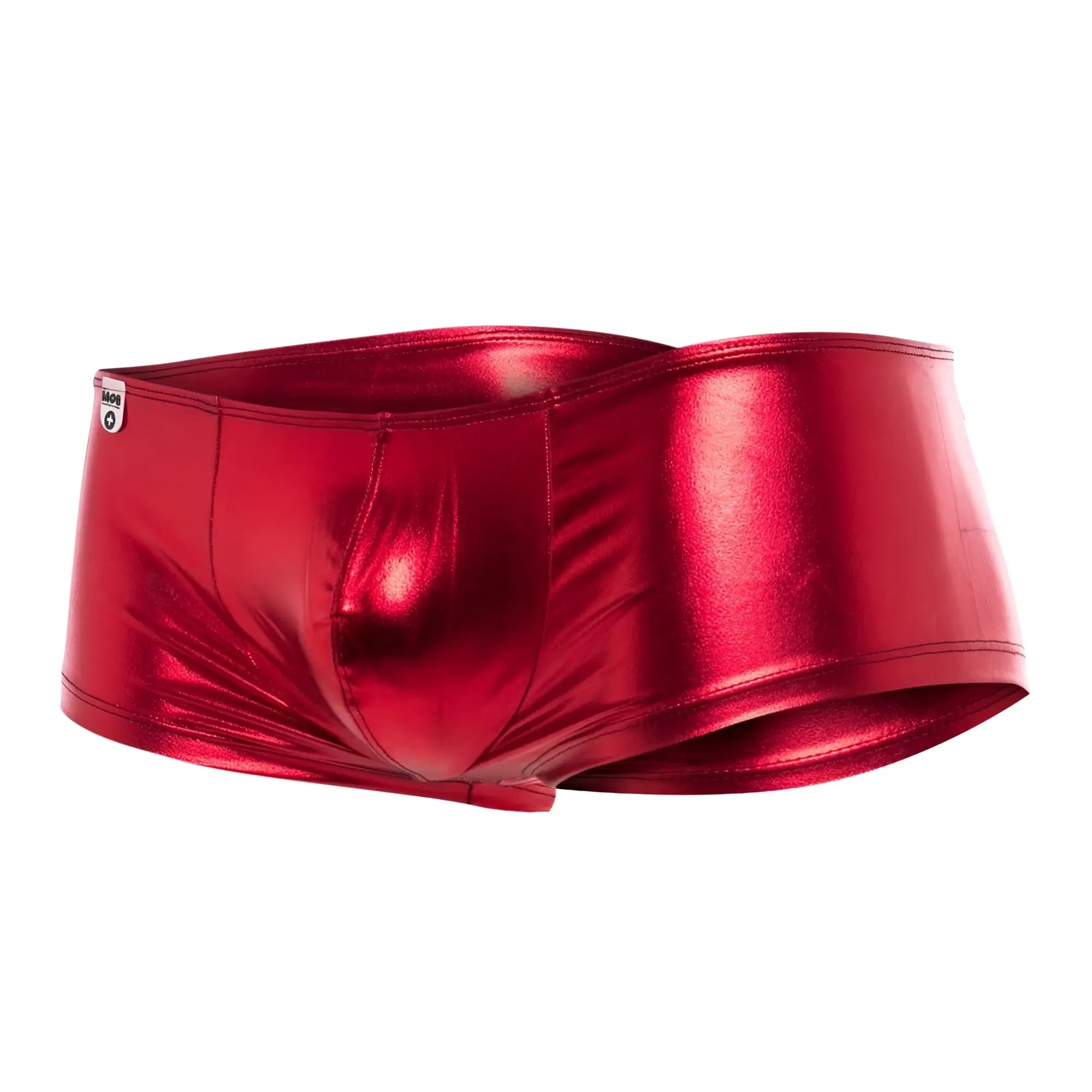Shiny red metallic mob mirror boxer briefs with sleek form-fitting design for stylish and comfortable wear