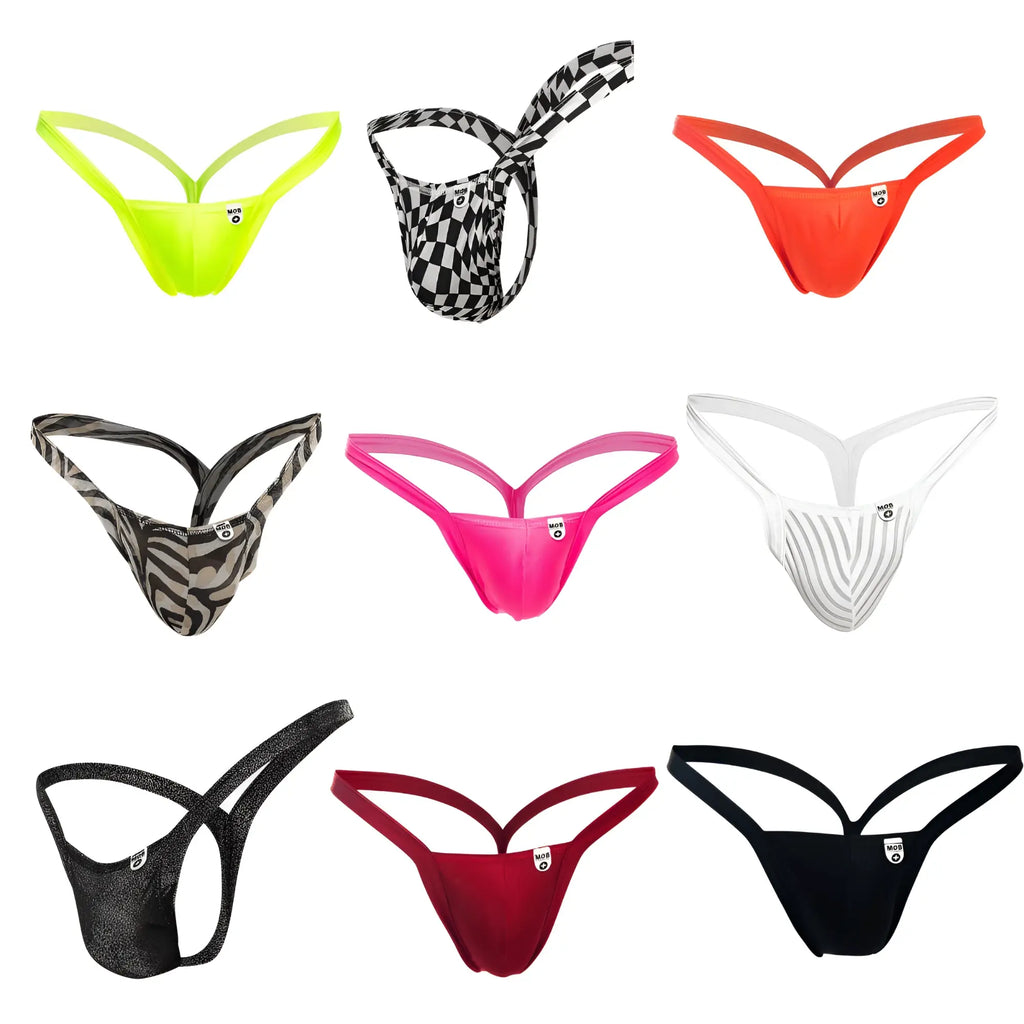 Bright neon green mob y buns thong for men made of smooth elastic fabric with a sleek and form-fitting design
