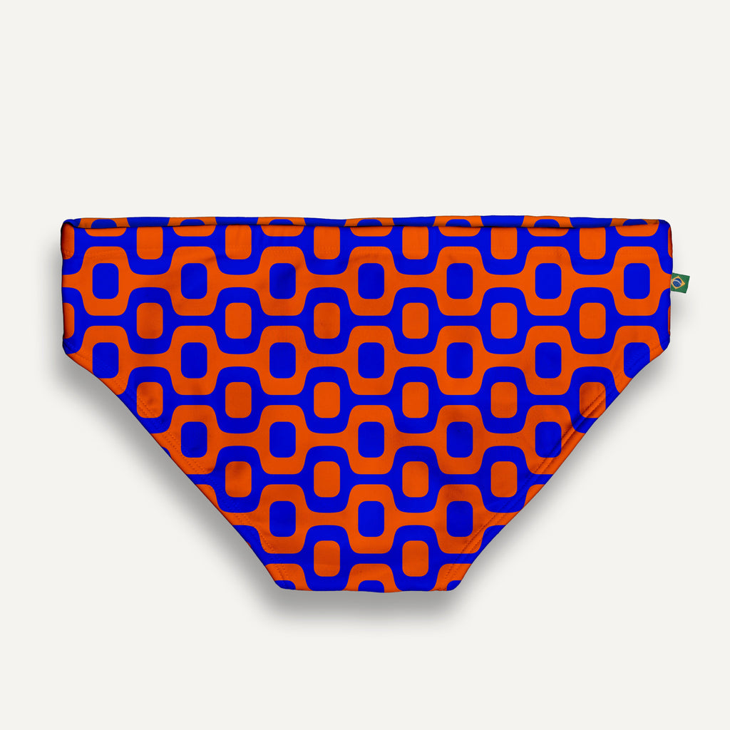 CA-RIO-CA ORANGE & BLUE PAVEMENT SUNGA in Brief & Classic cut - Men's Designer Swimwear