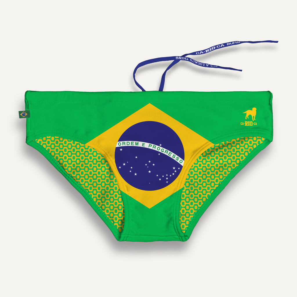 CA-RIO-CA Team Brasil Flag Sunga - Traje de Baño de Diseño - Sunga Brasileña