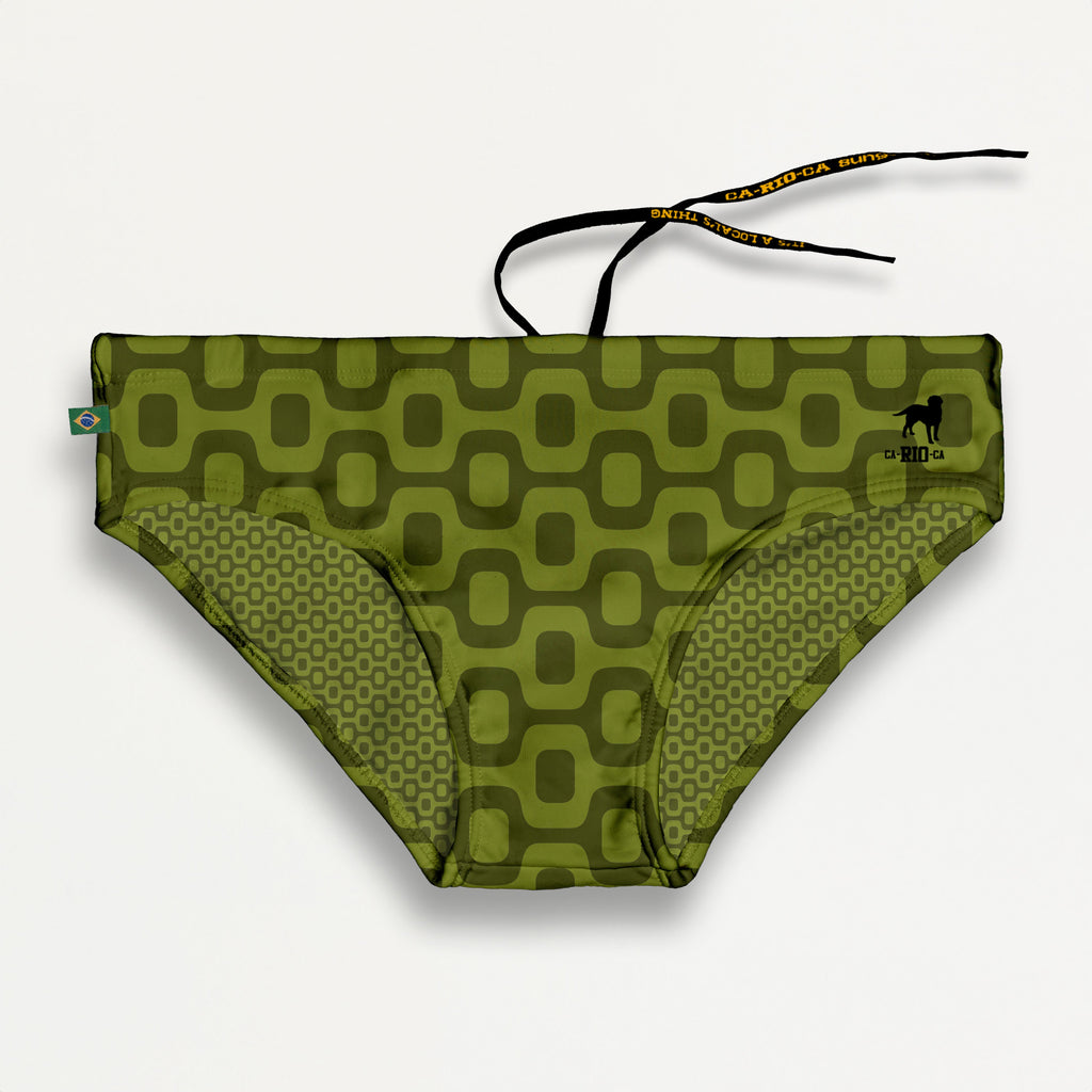 CA-RIO-CA OLIVE GREEN PAVEMENT SUNGA in Brief & Classic cut - Men's Designer Swimwear